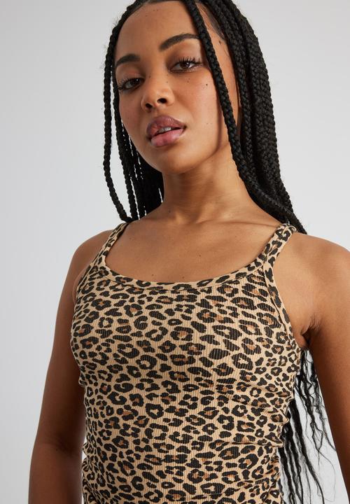 Factorie - Printed Longline Tank - Leopard Print