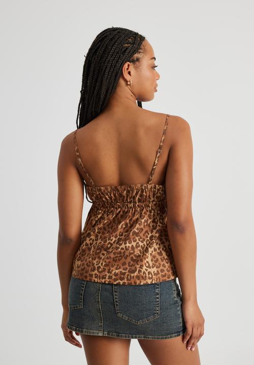 Factorie - Charlotte Cross Over Cami - Leopard Print