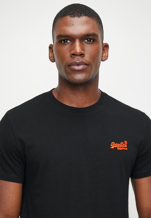 Superdry. - Essential logo emb tee - Black/Hazard Orange