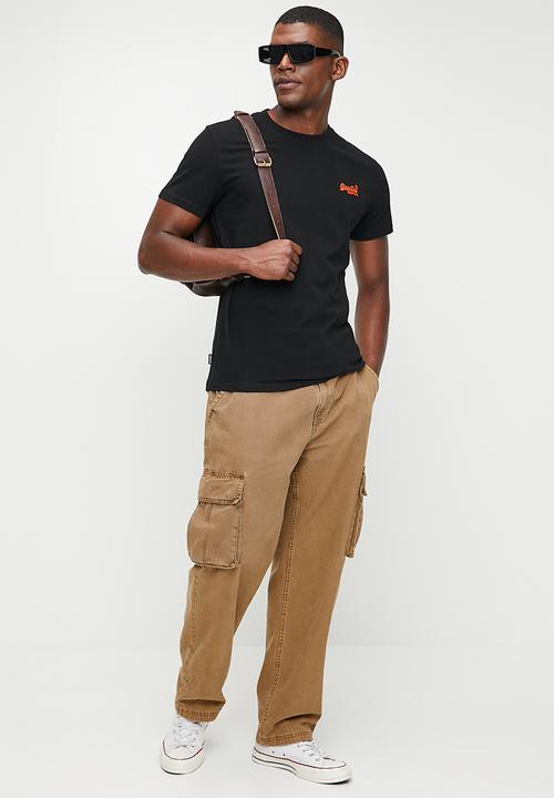Superdry. - Essential logo emb tee - Black/Hazard Orange