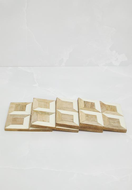 Sixth Floor - Wood & Resin coaster set of 4 - Natural