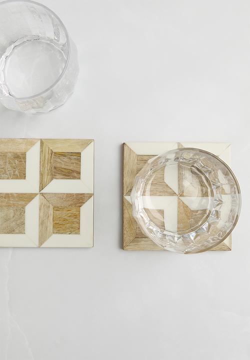 Sixth Floor - Wood & Resin coaster set of 4 - Natural