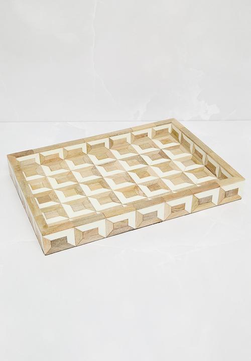 Sixth Floor - Wood & resin drinks tray - Natural