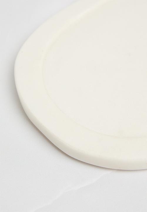 Sixth Floor - Pill marble platter - white