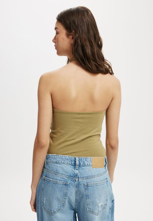 Cotton On - All Day V Neck Halter - Desert Khaki