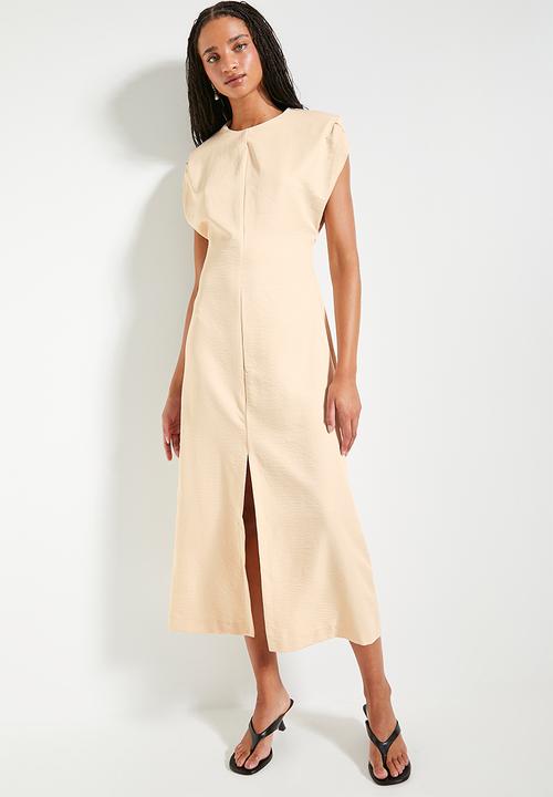 Superbalist - Minimal power shoulder midi dress - neutral