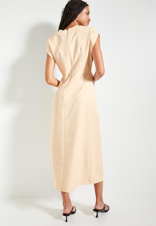 Superbalist - Minimal power shoulder midi dress - neutral