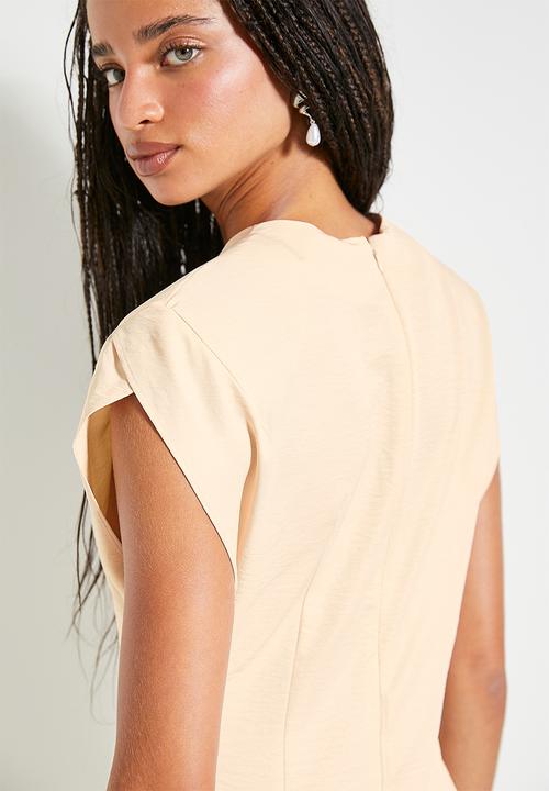 Superbalist - Minimal power shoulder midi dress - neutral