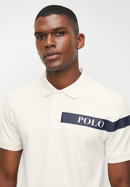 POLO - Hugh/Andre Printed Stripe Short Sleeve Golfer - Off White