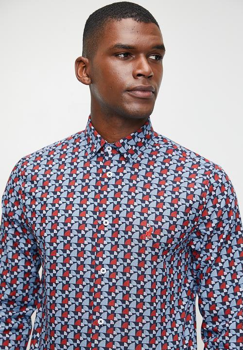POLO - Nicholas Long Sleeve Geometric Printed Shirt - Multi