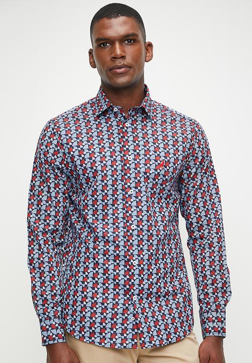 POLO - Nicholas Long Sleeve Geometric Printed Shirt - Multi