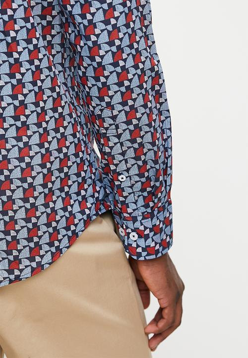 POLO - Nicholas Long Sleeve Geometric Printed Shirt - Multi