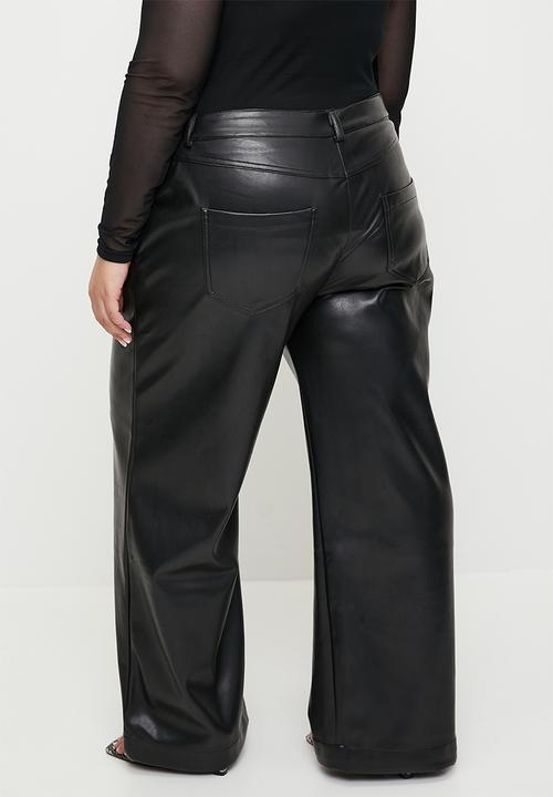 Cotton On - Plus Faux Leather Wide Leg Pant - Black