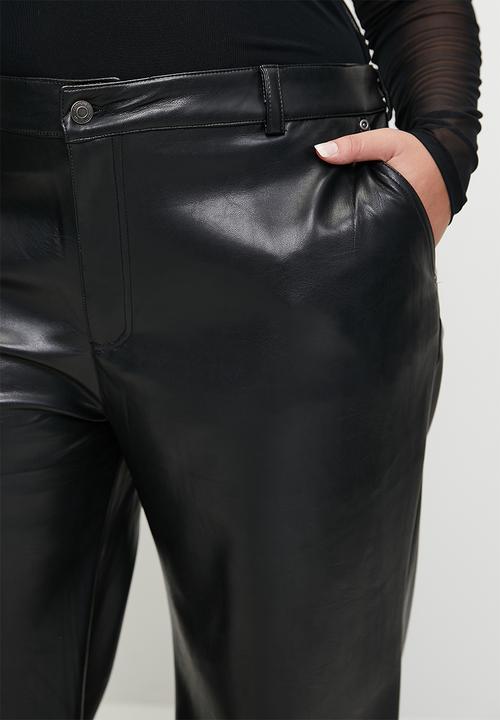 Cotton On - Plus Faux Leather Wide Leg Pant - Black