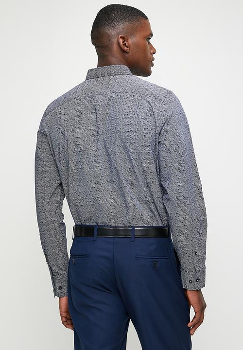POLO - Paul Geo Printed Long Sleeve Shirt - Navy