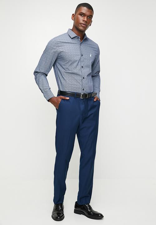 POLO - Paul Geo Printed Long Sleeve Shirt - Navy