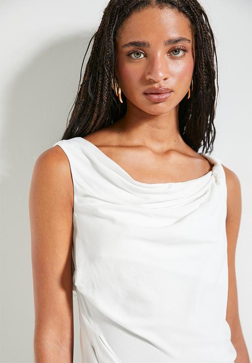 MILLA - Co-ord cowl linen top - white