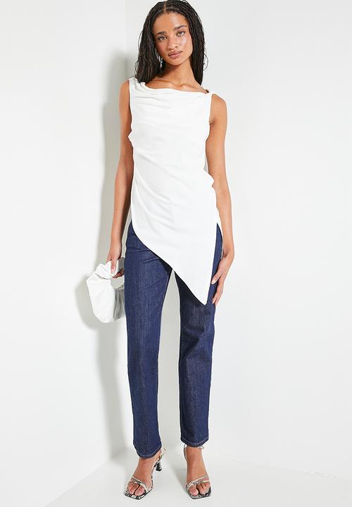 MILLA - Co-ord cowl linen top - white