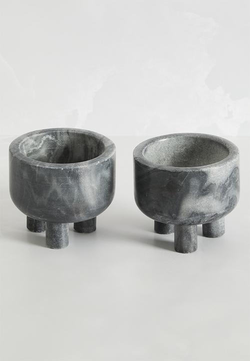 Sixth Floor - Marble salt & pepper pots set of 2 - grey