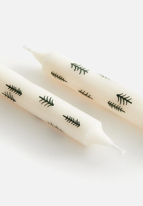 H&M - 2 pack patterned candles - white christmas trees