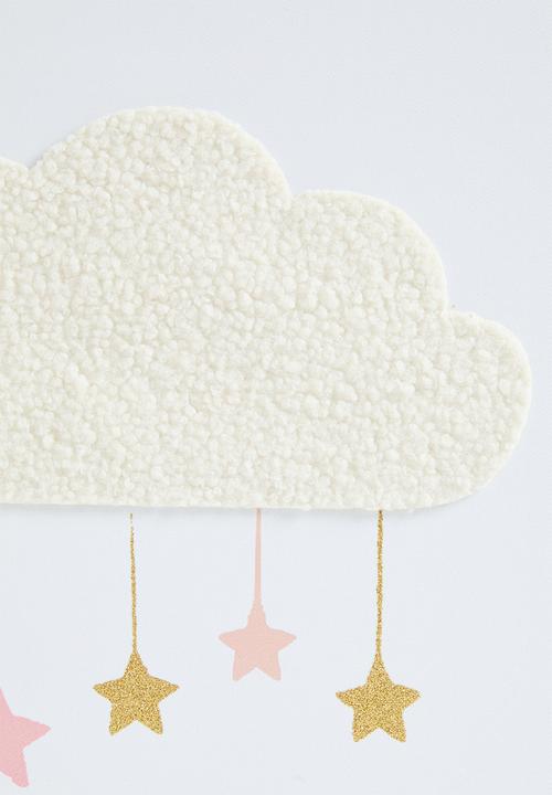 Sixth Floor - Cloud framed canvas with 3d objects - white