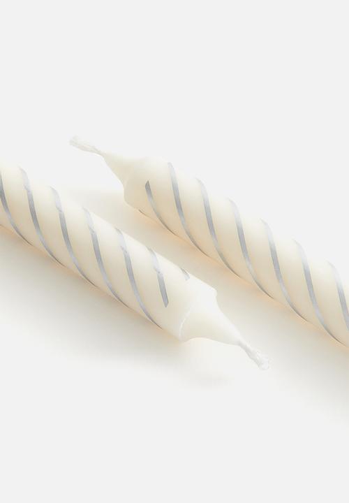 H&M - 2 pack candles - white striped