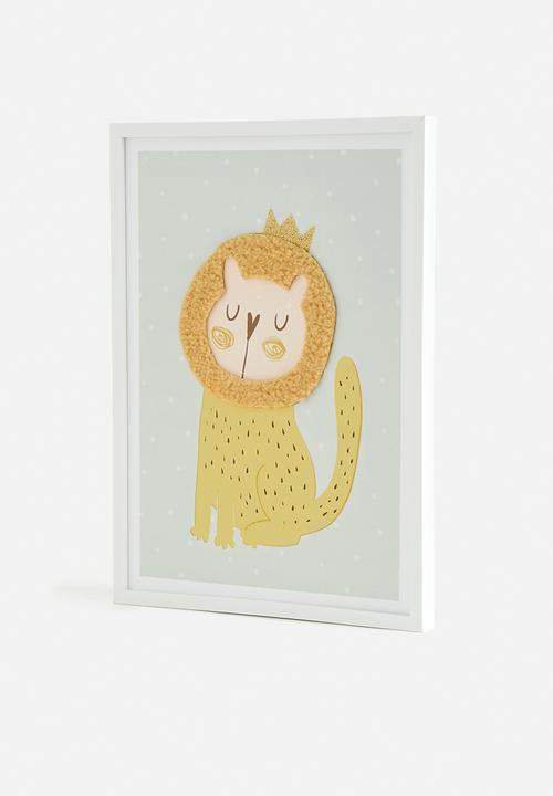 Sixth Floor - Sima framed canvas with 3d objects - sage