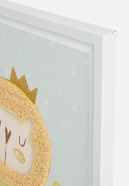 Sixth Floor - Sima framed canvas with 3d objects - sage