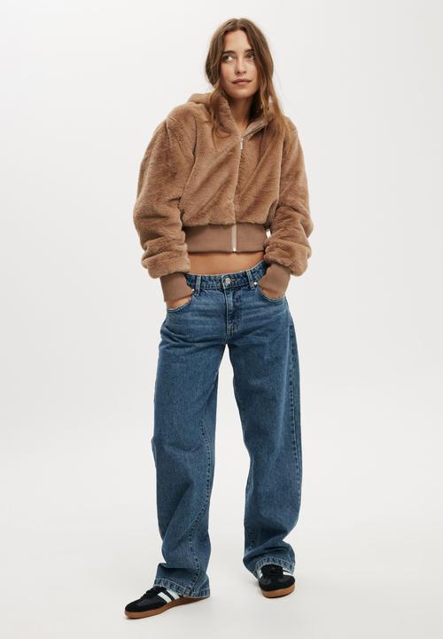Cotton On - Teddy Hooded Jacket - Mocha