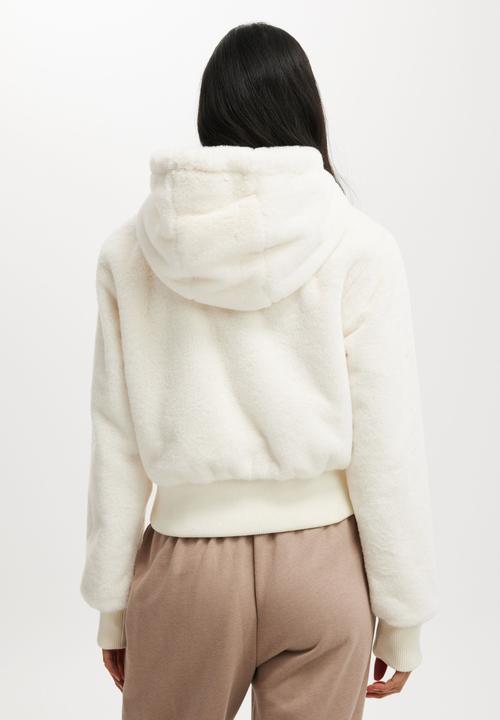 Cotton On - Teddy Hooded Jacket - Creme Fraiche