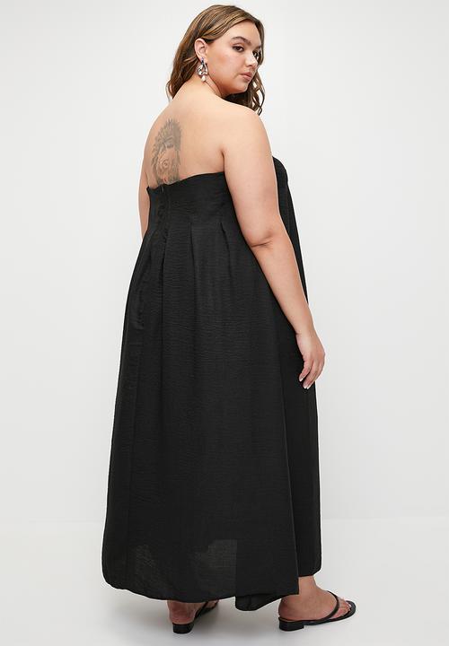 Superbalist - Bandeau pleated trapeze midi dress - black.