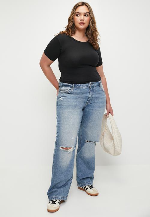Cotton On - Plus Low Rise Straight Jean - Storm Blue Rip