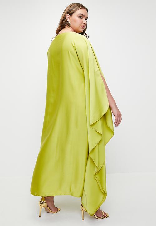 VELVET - Slash neck kaftan dress - green