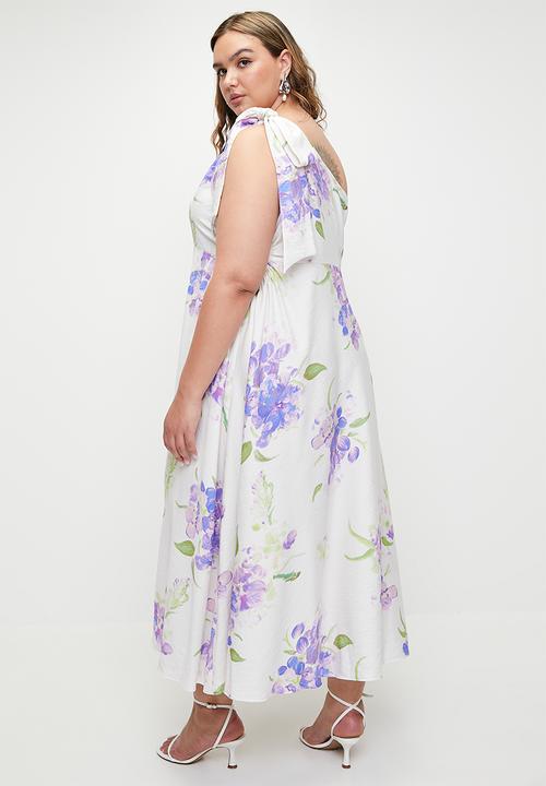 MILLA - Asymmetric bow detail maxi dress - print.