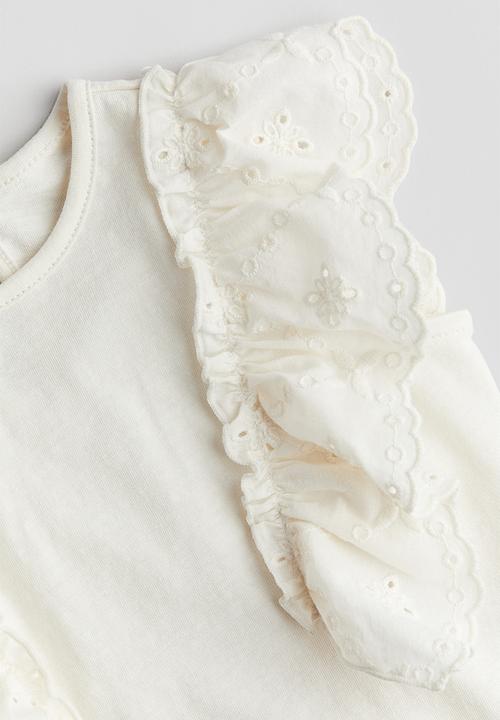 H&M - Frill-trimmed cotton top - white