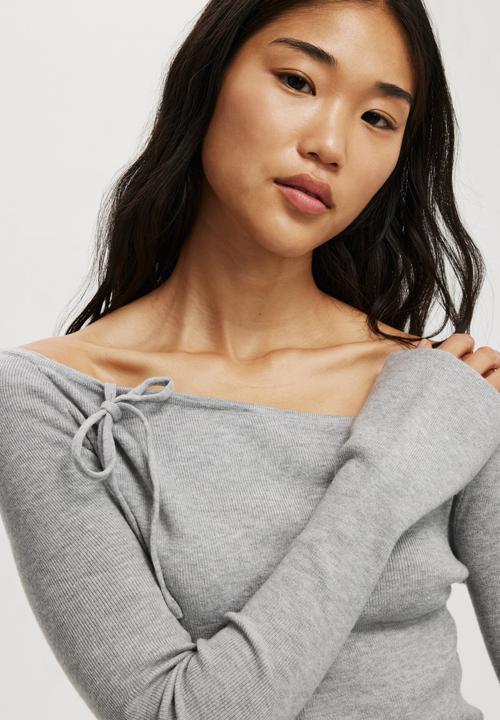 Cotton On - Everfine Asymmetric Long Sleeve Sweater - Grey Marle