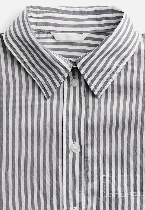 H&M - Oversized shirt - grey white striped