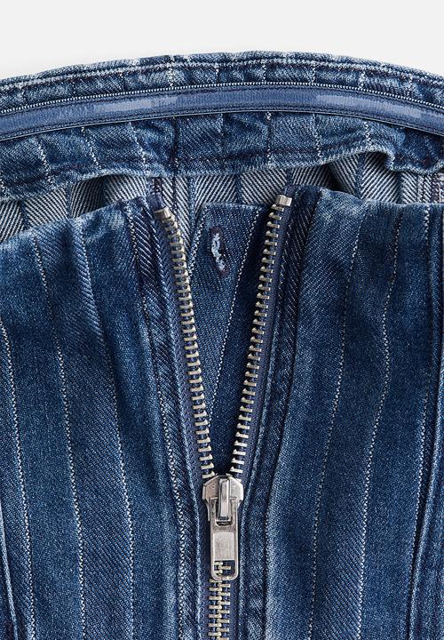 H&M - Cropped denim bandeau top - denim blue