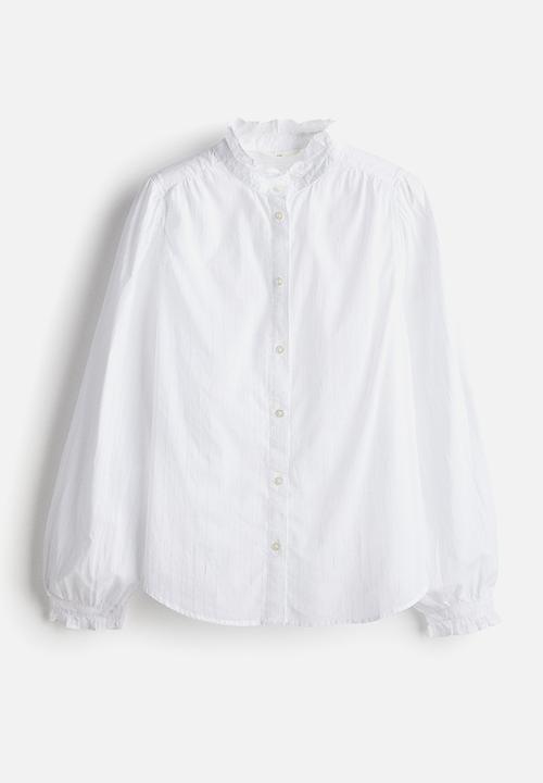 H&M - Frill-trimmed blouse - white