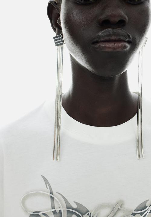 H&M - Oversized motif-detail t-shirt - cream & dystopia