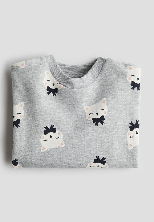 H&M - Printed sweatshirt - light grey marl cats