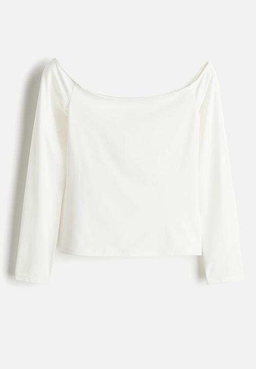H&M - Off-the-shoulder jersey top - cream