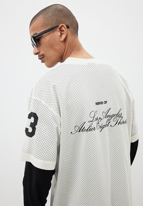 H&M - Loose fit printed mesh t-shirt - white la brea