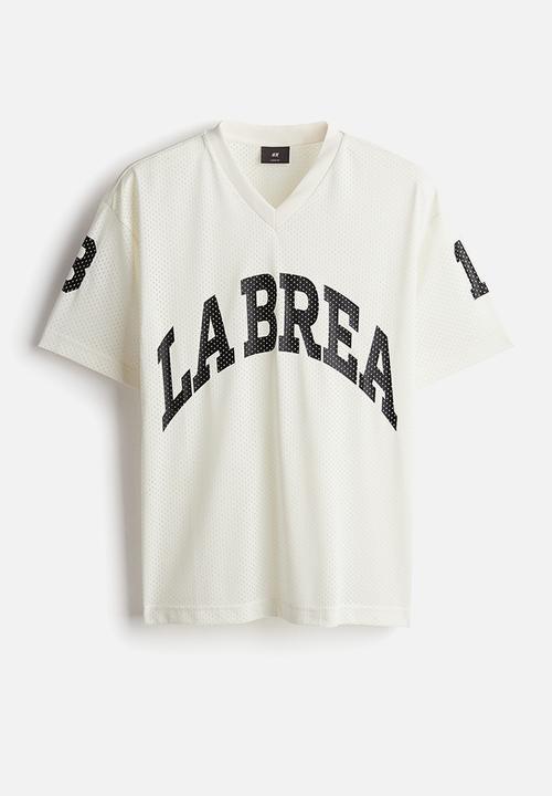 H&M - Loose fit printed mesh t-shirt - white la brea