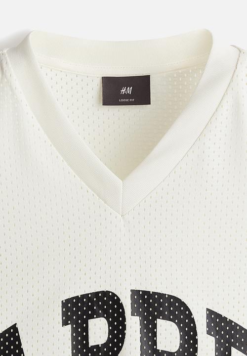 H&M - Loose fit printed mesh t-shirt - white la brea