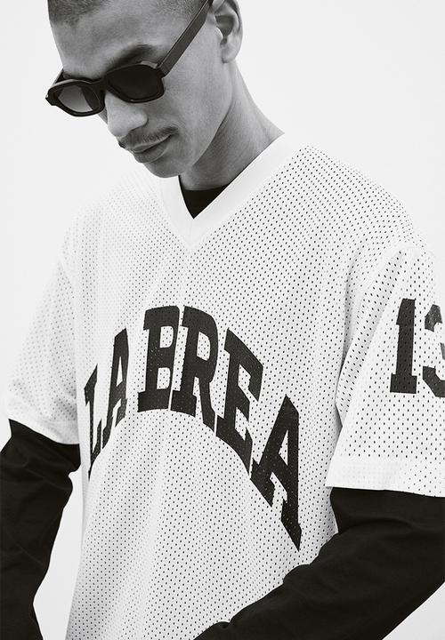 H&M - Loose fit printed mesh t-shirt - white la brea