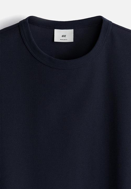 H&M - Regular fit waffled t-shirt - navy blue