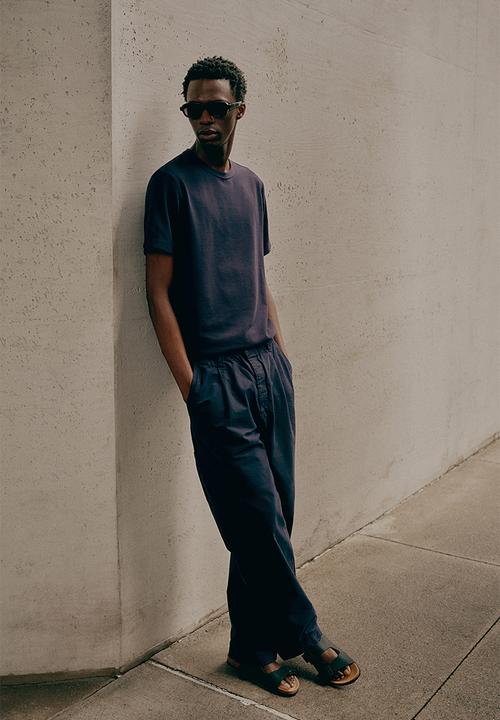 H&M - Regular fit waffled t-shirt - navy blue