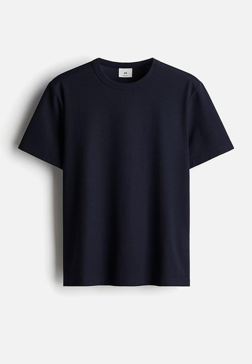 H&M - Regular fit waffled t-shirt - navy blue