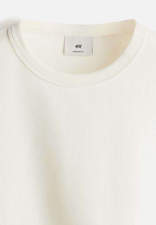 H&M - Regular fit waffled t-shirt - white